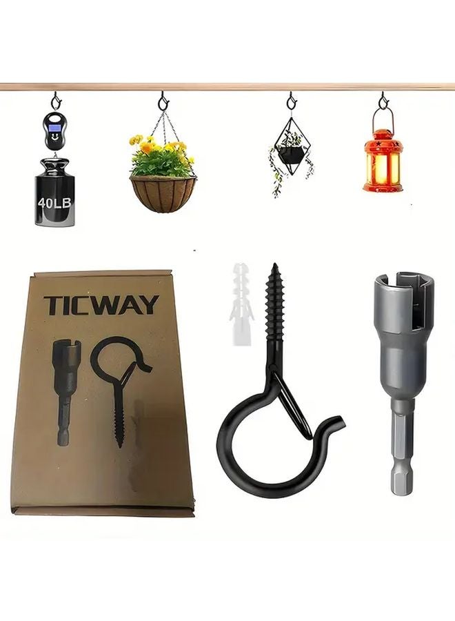 36 قطعة خطافات كأس سوداء ثقيلة 5.5 سم للاستخدام الخارجي لأضواء عيد الميلاد والنباتات والجرس الرياح - Image 2