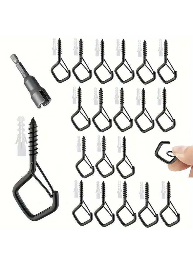 36 قطعة خطافات كأس سوداء ثقيلة 5.5 سم للاستخدام الخارجي لأضواء عيد الميلاد والنباتات والجرس الرياح - Image 3