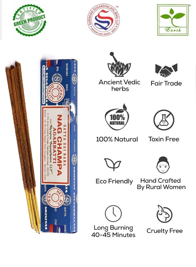 Satya Nag Champa Incense Sticks Agarbatti, Green Certified Incense Sticks, Pack of 3 - Image 4