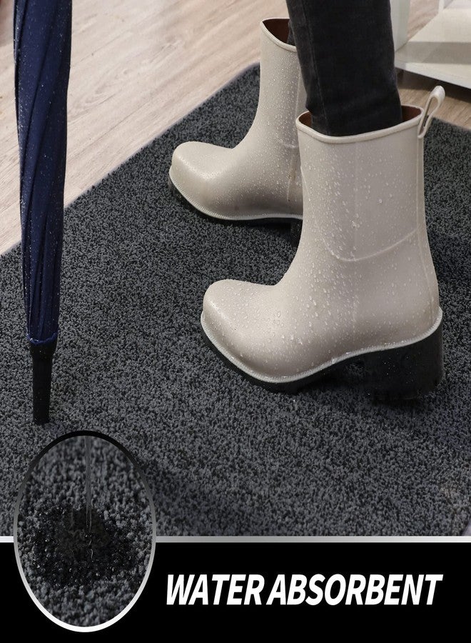 LINLA Indoor Doormat, Super Absorbs Mud Mat, Washable Non-Slip Rubber Backing Clean Door Mat for Doorways Inside Dirt Trapper Mats Shoes Scraper, 18x30 Inches Dark Gray - Image 5