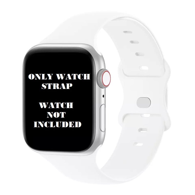 PEFKO PSS04 Double Loop Soft Silicone Watch Straps Compatible With Apple iWatch Band For Apple Watch Series 8/7/6/5/4/3/2/1/SE (42MM 44MM 45MM / 49MM ULTRA, WHITE) - Image 3