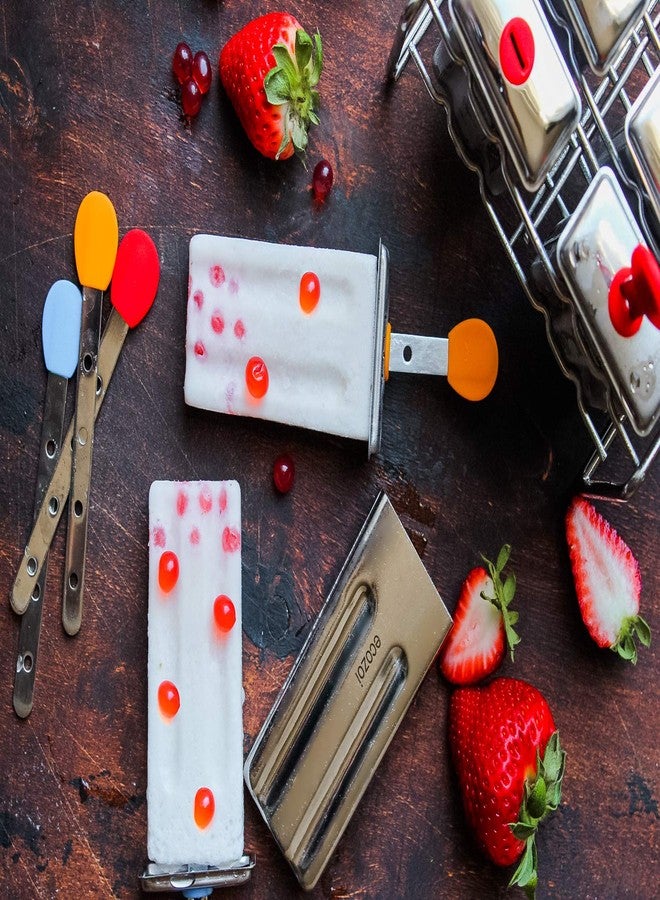 Ecozoi Stainless Steel Popsicle Molds - Reusable Metal Paleta Maker Set with 6 Molds, 6 Sticks, 12 Silicone Seals & Cleaning Brush - Easy Release Ice Pop Maker for Kids & Adults, 3 oz Each - Image 2