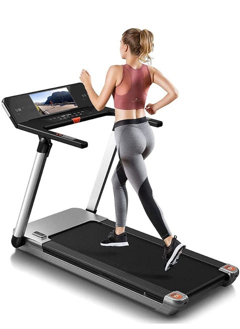 Foldable Treadmill with 4 HP Motor, Shock Absorption | Large Running Surface, TFT Display, WIFI Connectivity & Bluetooth Speakers | Running Machine for Home Gym & Office – EM-1286