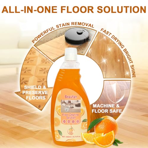 beaufan 200X Concentrated Floor Cleaning Solution for All Robot Vacuum and Mop, Wet Dry Vacuums Compatible with Eufy, Roborock, Roomba, Tineco, Bissell, Shark, 29.76 fl oz 47 Gallon Cleaner (Orange Scent) - Image 3