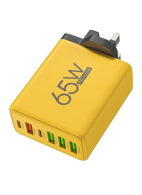 65W Type C Charger,Super Fast GaN Wall Charger with 2C+4A Laptop Charger,4-Port Compact Foldable UK Plug Adaptor for MacBook Air Samsung iPhone iPad Galaxy Huawei Xiaomi and More