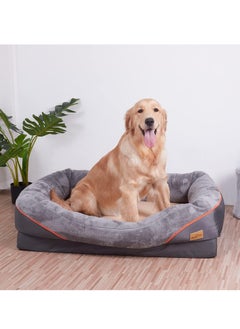 WISFOR Portable Orthopaedic Dog Bed 97 x 72 cm Extra Large Soft Dog Sofa Memory Foam Pet Bed Dog Couch with Raised Edges Removable and Washable Cover Non-Slip Underside for Large Dogs  - Image 2