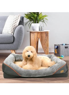 WISFOR Portable Orthopaedic Dog Bed 97 x 72 cm Extra Large Soft Dog Sofa Memory Foam Pet Bed Dog Couch with Raised Edges Removable and Washable Cover Non-Slip Underside for Large Dogs  - Image 3