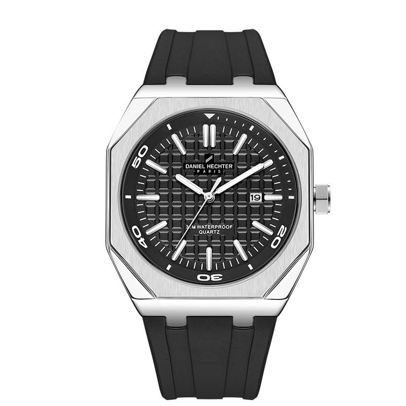Daniel Hechter Paris Analoge Watch for Men with Textured Octagone dial and Silicon Strap - Image 1