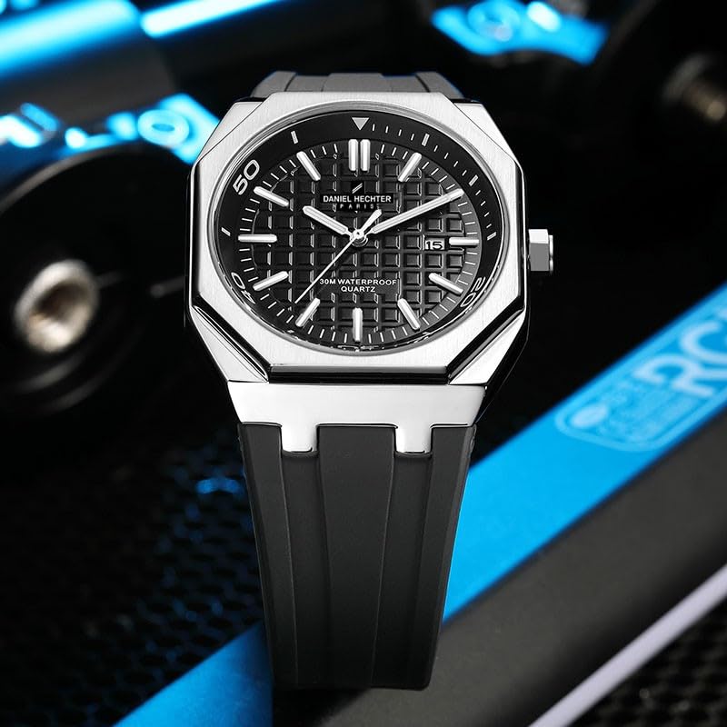 Daniel Hechter Paris Analoge Watch for Men with Textured Octagone dial and Silicon Strap - Image 4