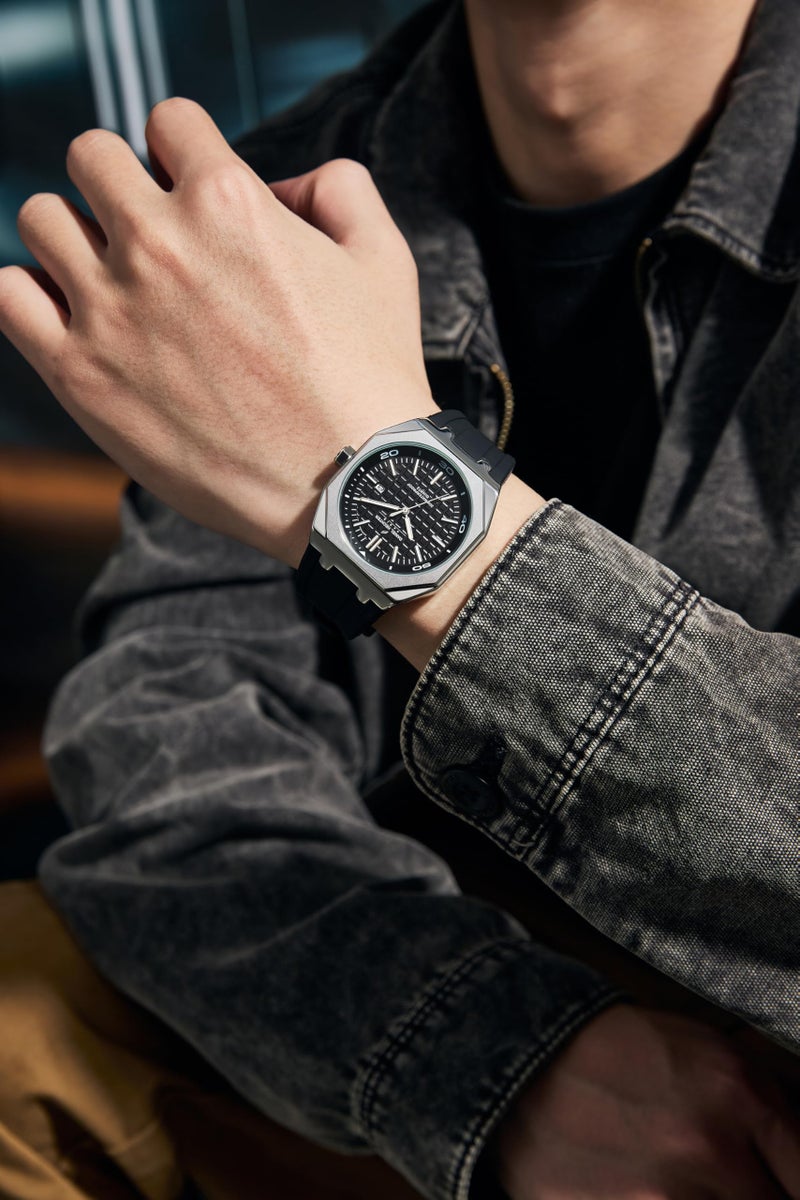 Daniel Hechter Paris Analoge Watch for Men with Textured Octagone dial and Silicon Strap - Image 2