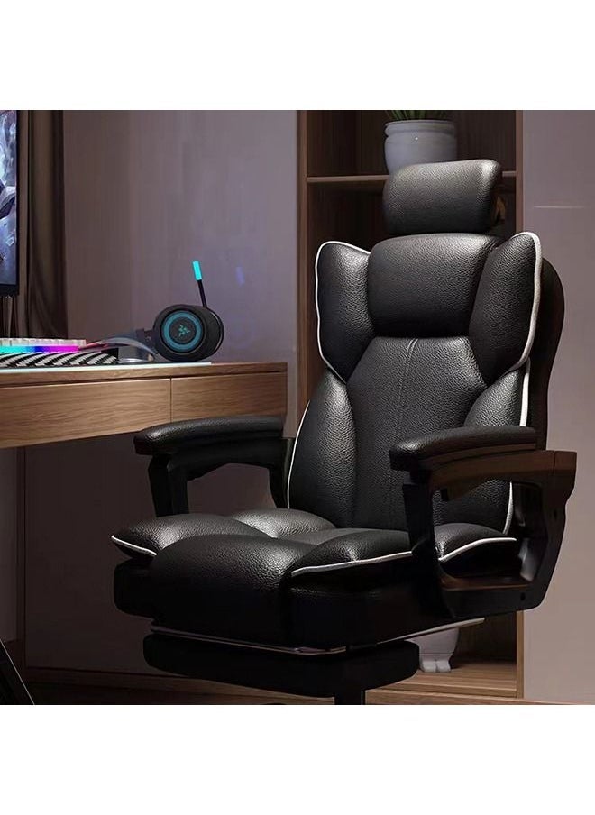 Arabest Gaming Chair 130° Recliner System,100Kg Weight Capacity,Retractable Footrest Adjustable Arm-Rest Office Chair Computer Chair PC Office Pu Leather(Black+Headrest+Foot Rest Latex Seat Cushion) - Image 3