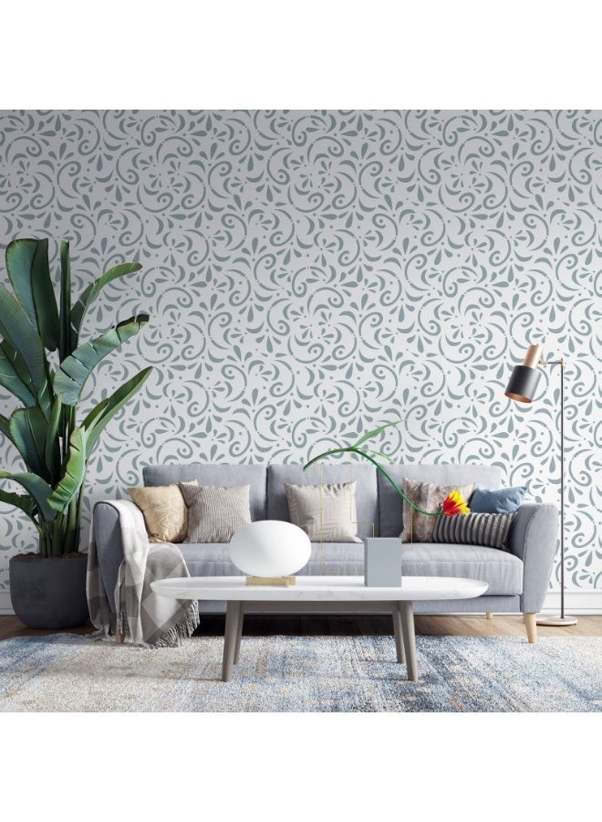 Home Gallery Coastal Light Blue Waves Self  Fabric Wallpaper Covers An Area ​​Up To 4.2Mx3M With Adhesive  And Smoothing Tool - Image 3