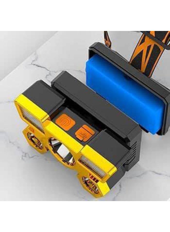 مصباح رأس LED متعدد الوظائف - مصباح رأس يعمل بتقنية الحث، قابل لإعادة الشحن عبر منفذ USB، مزود بأربعة أوضاع إضاءة ومدى يصل إلى 1000 متر. مصباح رأس خفيف الوزن قابل للتعديل، مزود بمستشعر حركة، قابل للدوران 90 درجة، ومقاوم للماء للاستخدام الخارجي والليل. - Image 2