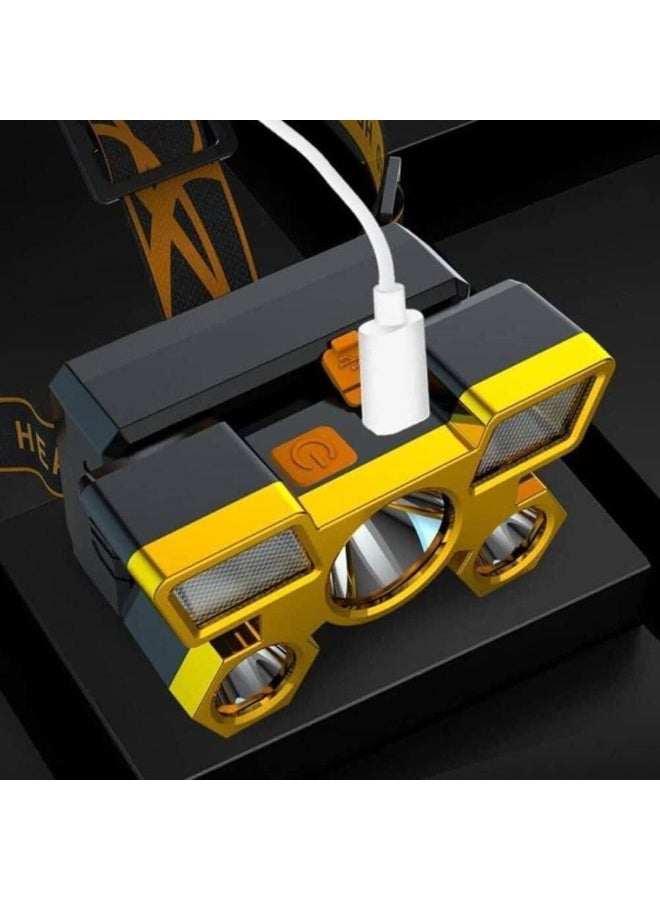 مصباح رأس LED متعدد الوظائف - مصباح رأس يعمل بتقنية الحث، قابل لإعادة الشحن عبر منفذ USB، مزود بأربعة أوضاع إضاءة ومدى يصل إلى 1000 متر. مصباح رأس خفيف الوزن قابل للتعديل، مزود بمستشعر حركة، قابل للدوران 90 درجة، ومقاوم للماء للاستخدام الخارجي والليل. - Image 4
