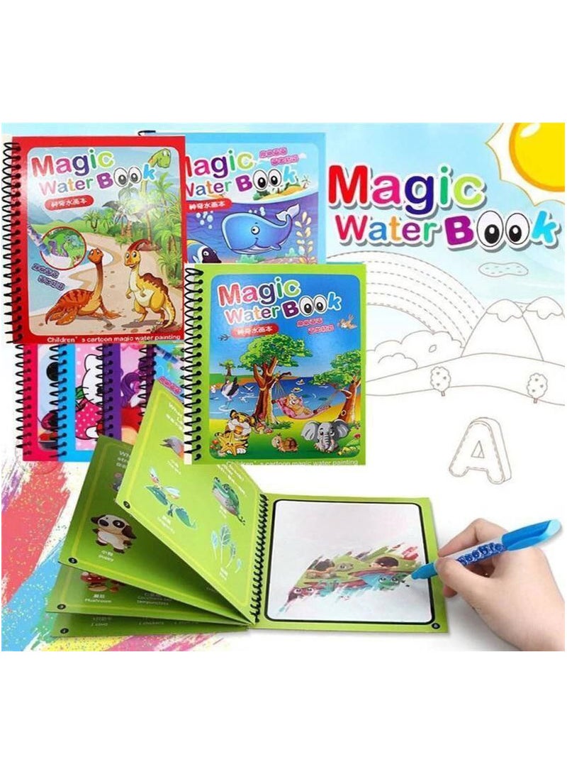 Set of 6 Reusable Magic Water Coloring Books for Toddlers, Water Coloring Books, Easy-to-Use Coloring Book, Portable Educational Drawing Toy - Image 1