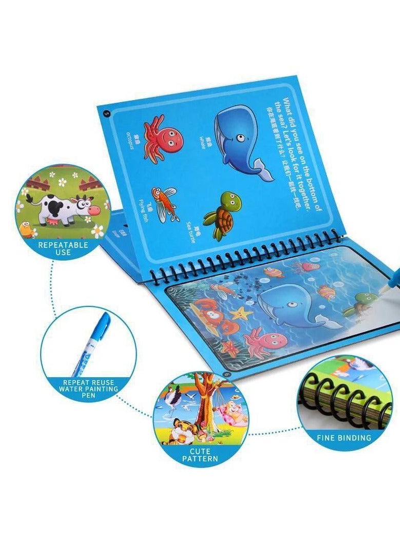 Set of 6 Reusable Magic Water Coloring Books for Toddlers, Water Coloring Books, Easy-to-Use Coloring Book, Portable Educational Drawing Toy - Image 5