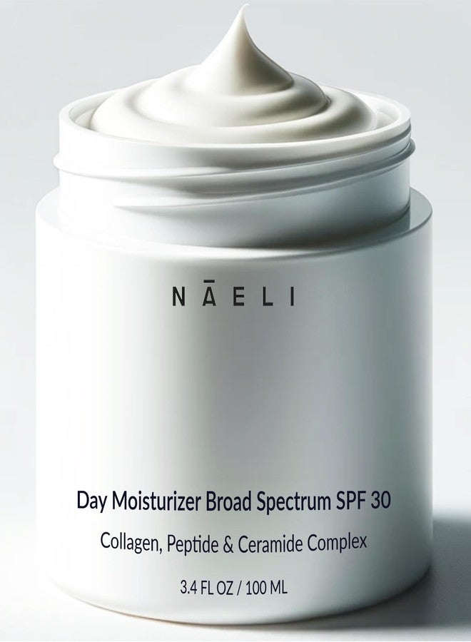 NAELI Face Moisturizer with SPF 30, Anti Aging Collagen & Peptide Cream, Reduces Wrinkles - Lightweight Skin Hydration with Hyaluronic Acid, Paraben Free & Non-Comedogenic Sunscreen, 3.4 oz - Image 1