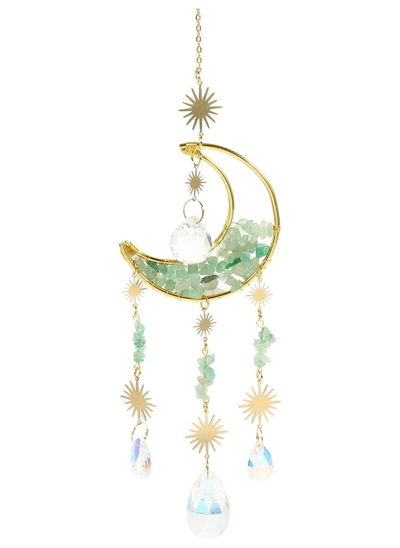 Generic Healing Crystals Suncatcher, Moon Dreamcatcher, Hanging Crystals Dream Catcher, with Crystal Pendants Rainbow Maker, for Window, Garden, Home, Party Wedding  - Image 1