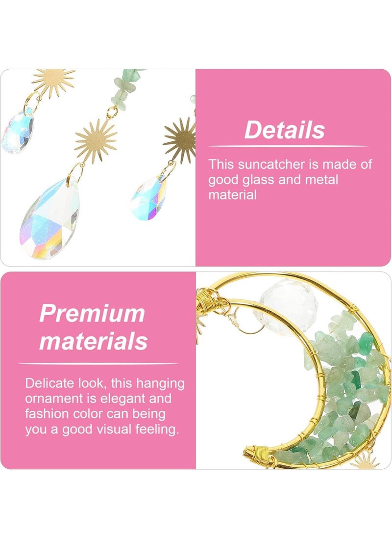 Generic Healing Crystals Suncatcher, Moon Dreamcatcher, Hanging Crystals Dream Catcher, with Crystal Pendants Rainbow Maker, for Window, Garden, Home, Party Wedding  - Image 2