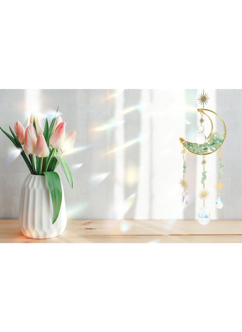 Generic Healing Crystals Suncatcher, Moon Dreamcatcher, Hanging Crystals Dream Catcher, with Crystal Pendants Rainbow Maker, for Window, Garden, Home, Party Wedding  - Image 5