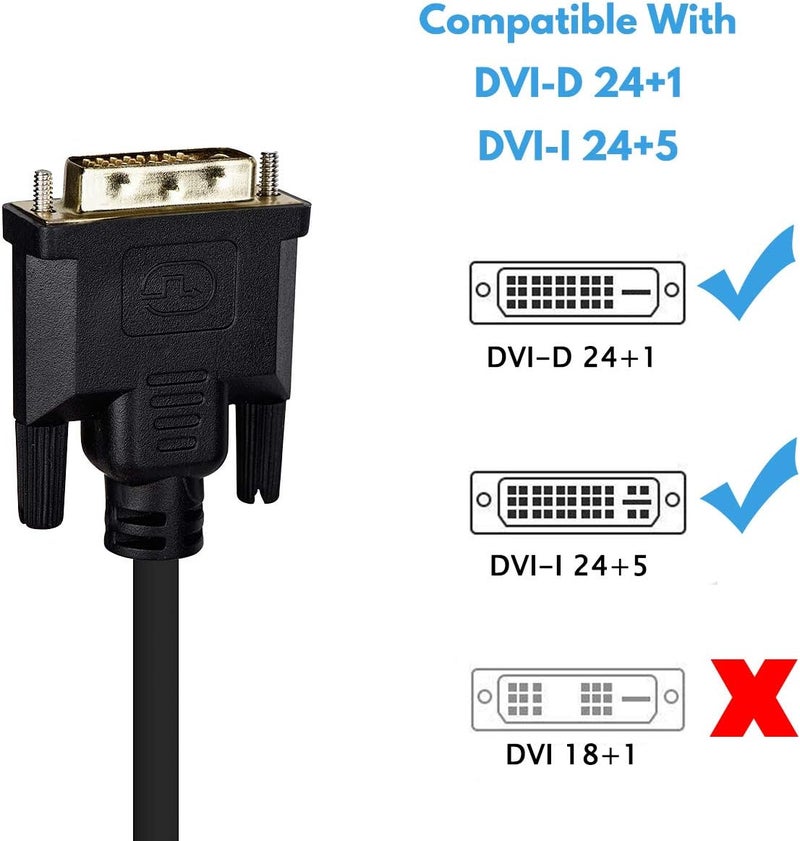 Wonlyus DVI to VGA Cable, DVI-D 24+1 to VGA 3.3 Feet Cable Male to Male Gold-Plated Cord for Computer, PC Host, Laptop, Graphics Card to HDTV, LG HP Dell Monitor, Display Screen and Projector (3.3 Feet) - Image 2
