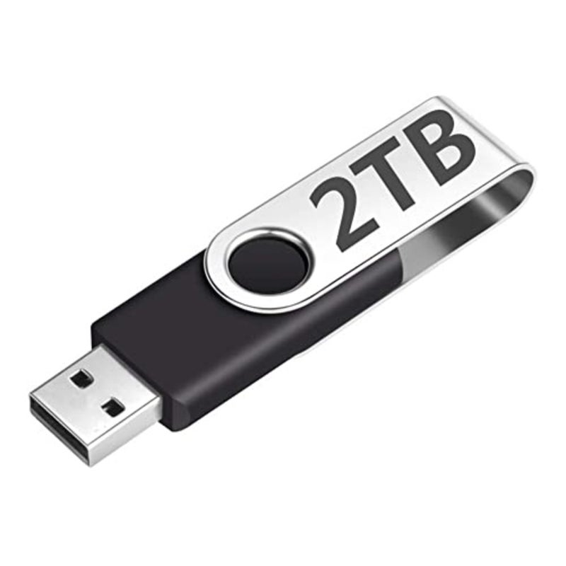 محرك أقراص فلاش OTG USB 3.0 Type-C/Type-A سعة 2 تيرابايت للهواتف وأجهزة الكمبيوتر والأجهزة اللوحية؛ غلاف معدني، أسود؛ نقل سريع ومتين وقابل للترقية إلى 128 جيجابايت - Image 1