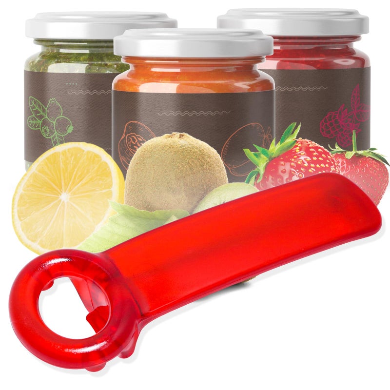 Haikole jar openers for seniors,Red jar opener for Elderly Children Women Weak Hands,Easy Grip bottle opener,Frosted Reds jar key,Plastic jar opener tool (1, Red) - Image 1
