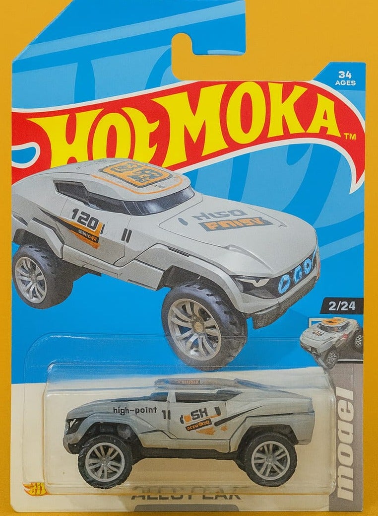 Hot Wheels Hot Moka Die-Cast Alloy Pickup Truck – Grey with Flame Decals, Collectible Toy Car for Kids & Collectors - Image 2