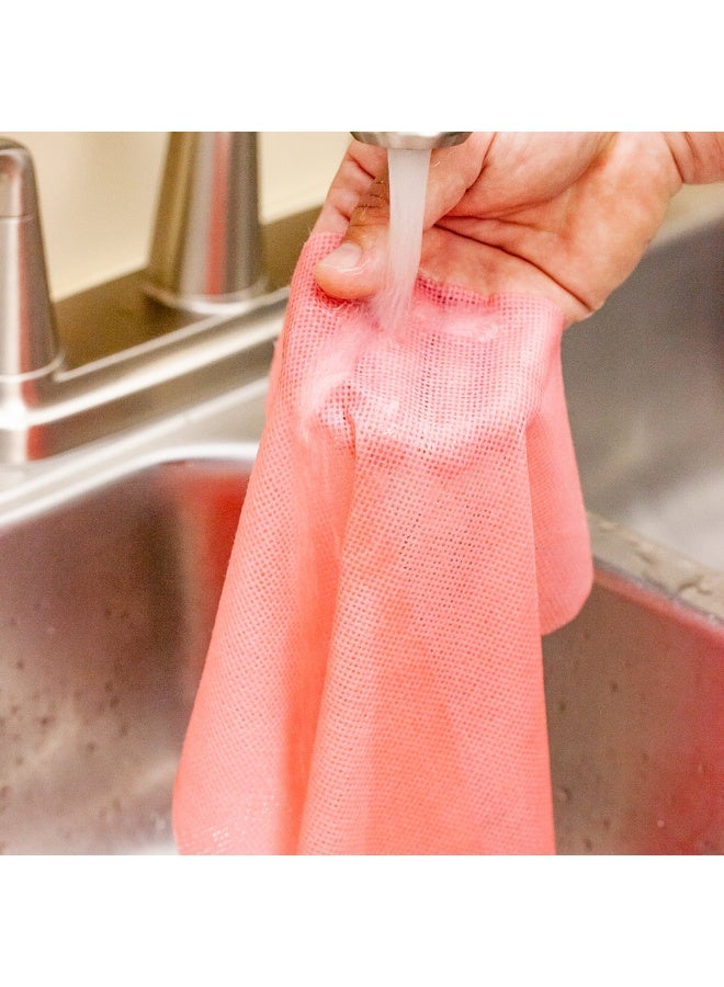 Restaurantware RW Clean 11 x 11 Inch Reusable Cleaning Cloth Rolls, 10 Heavy-Duty Dish Wipe Rolls - Machine-Washable, Perforated, Red Viscose Disposable Cloth Rolls, 50 Sheet Per Roll, Absorbent - Image 3