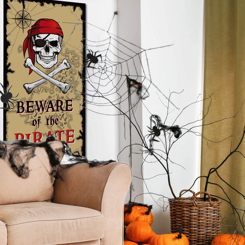 Tatuo Beware Of Pirates Door Banner Pirate Party Decoration Pirate Backdrop Halloween Birthday Party Photo Booth Props Pirate Theme Party Supplies - Image 5