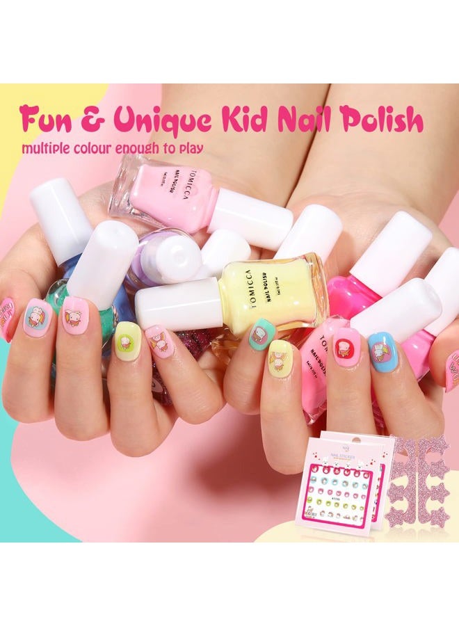 TOMICCA Kids Nail Polish Set - 12 Candy Rainbow Colors Non Toxic Water Based Odorless Peel Off Quick Dry Natural Safe for Toddler Parties & Birthday Girls (Ages 3+) - Image 2