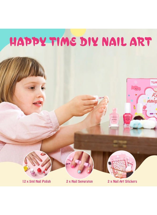 TOMICCA Kids Nail Polish Set - 12 Candy Rainbow Colors Non Toxic Water Based Odorless Peel Off Quick Dry Natural Safe for Toddler Parties & Birthday Girls (Ages 3+) - Image 5