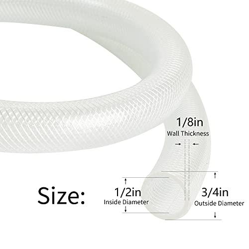 Geowaky 1/2’’ ID × 3/4’’ OD - 100 ft Clear Braided Hose Plastic Vinyl Tubing,High Pressure Flexible Reinforced PVC Tube for Transfer Water Air Oil, BPA Free & Non-Toxic - Image 2