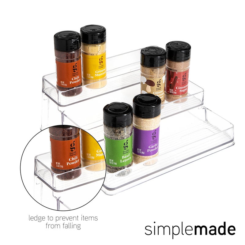 SIMPLEMADE 3-Tier Spice Rack Organizer - Versatile Storage Shelf for Kitchen, Bathroom, Bedroom & Office, Set of 1, Clear - Image 2