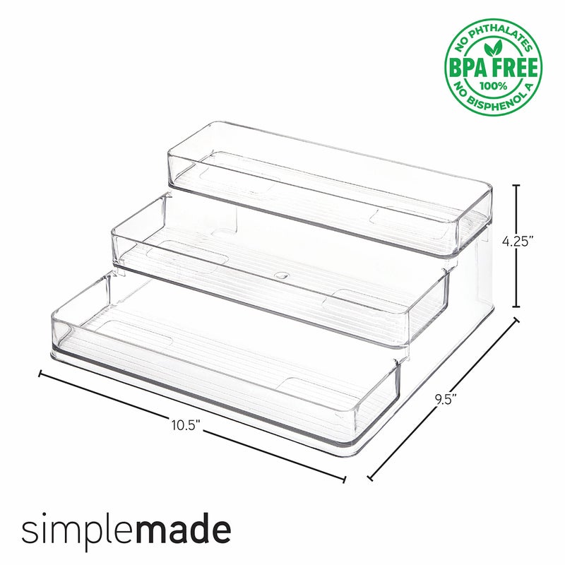 SIMPLEMADE 3-Tier Spice Rack Organizer - Versatile Storage Shelf for Kitchen, Bathroom, Bedroom & Office, Set of 1, Clear - Image 3