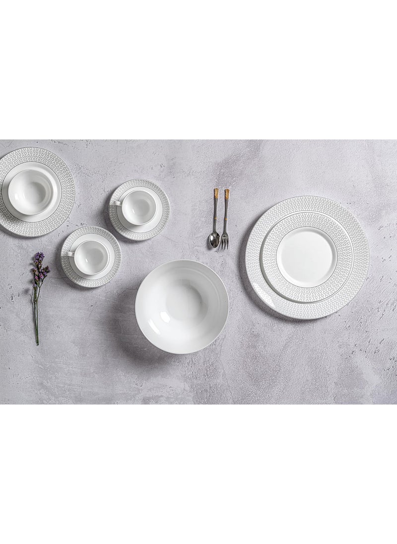 La Opala - La Opala Diva Velvett Collection Opal Glass Crockery | for Family of 8 | Dinner Set 45 pcs Stella Grey | Plates & Bowls for Dining | Microwave Safe | 100% Vegetarian | Extra Strong | Light & White - Image 1