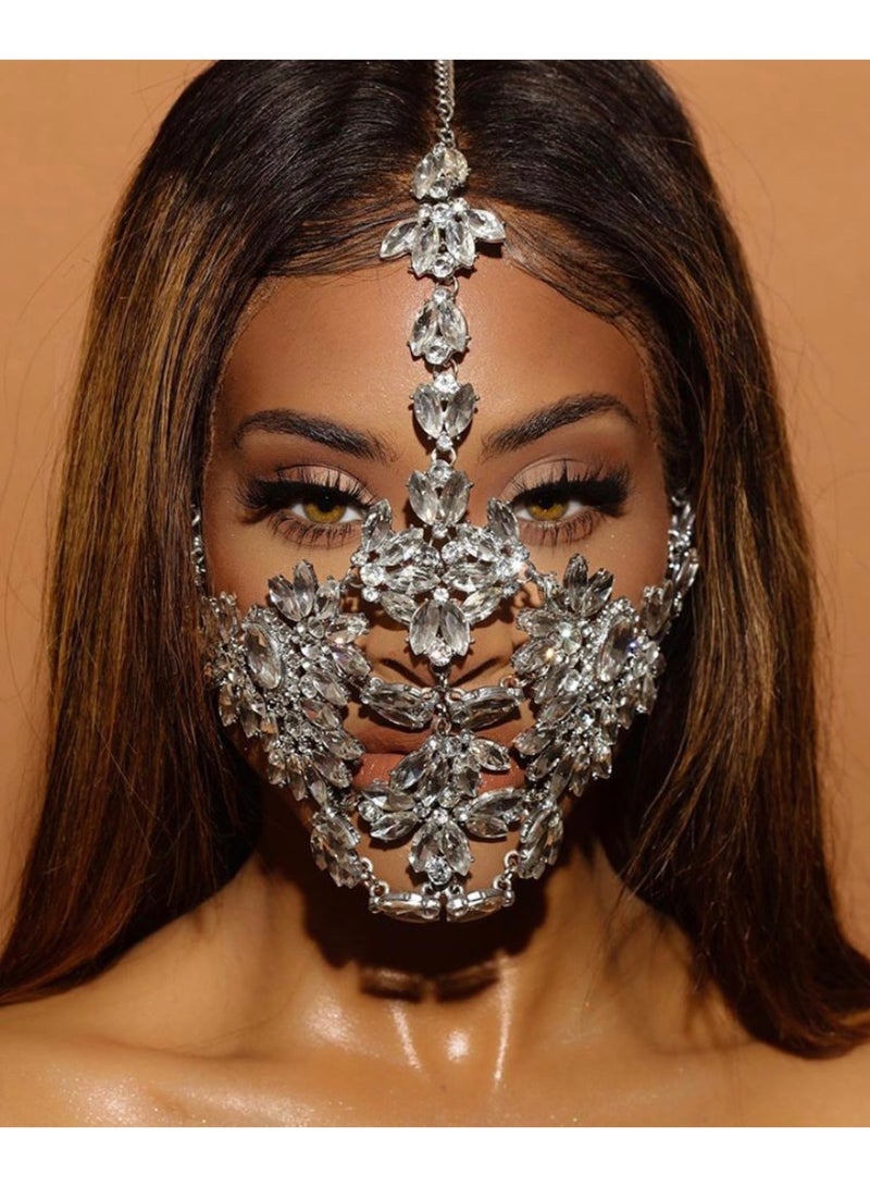GetmanJewelry Getman Jewelry Crystal Face Unisex Mask, Handmade Statement Face Jewelry with Glass Crystals, Multipurpose Unique Accessory for Festivals, Fashion Shoots, and Performances - Image 1