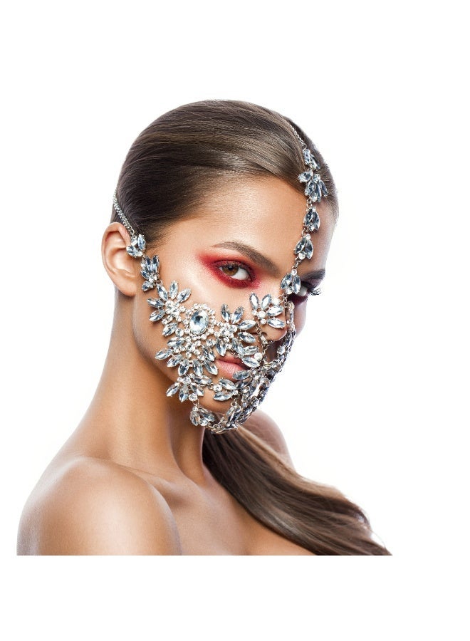 GetmanJewelry Getman Jewelry Crystal Face Unisex Mask, Handmade Statement Face Jewelry with Glass Crystals, Multipurpose Unique Accessory for Festivals, Fashion Shoots, and Performances - Image 2