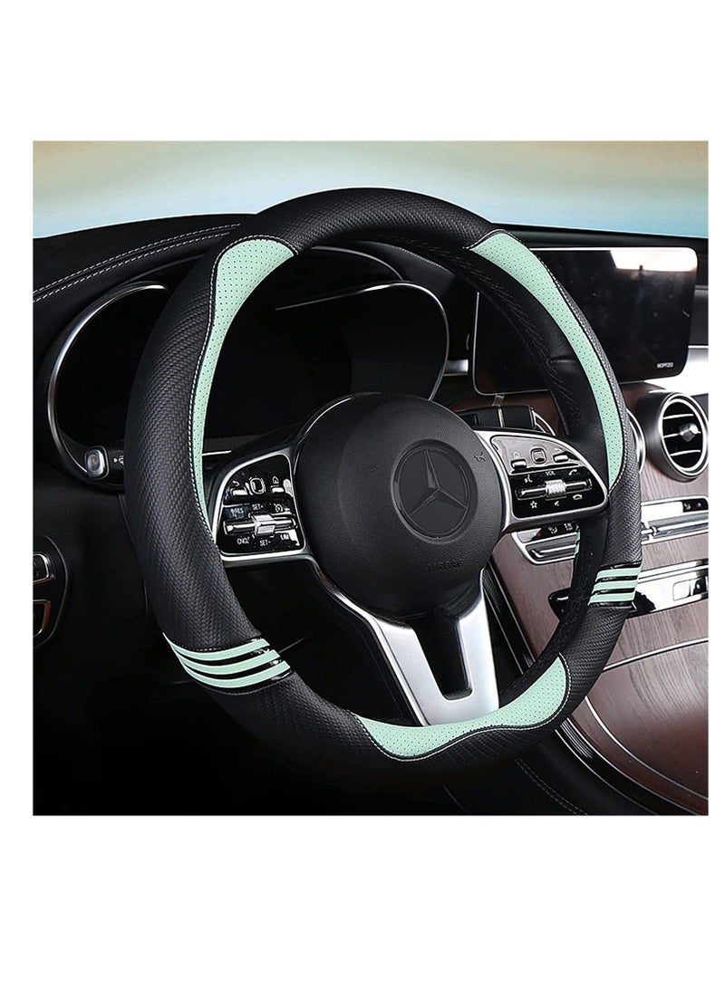 C ute Steering Wheel Cover for Women, Carbon FiberPerforated Leather with Anti Slip Rubber Ring, Steering Wheel Protector, Universal Fit 14.5 15 inches for Cars,SUV Fruit Green - Image 2