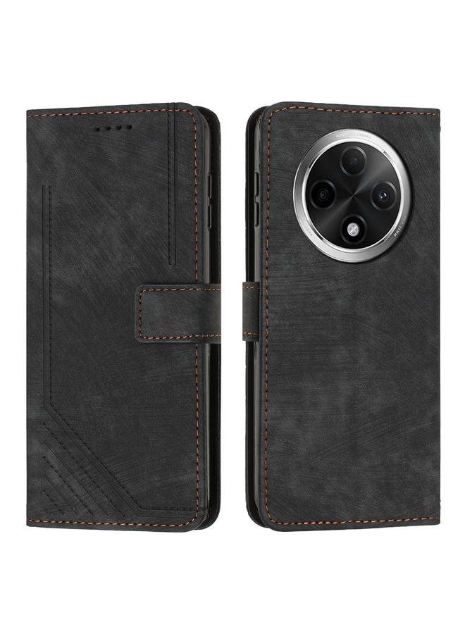 جرين تايجر لـ OPPO A3 Pro حافظة هاتف جلدية بنمط شريطي مع حبل (أسود)