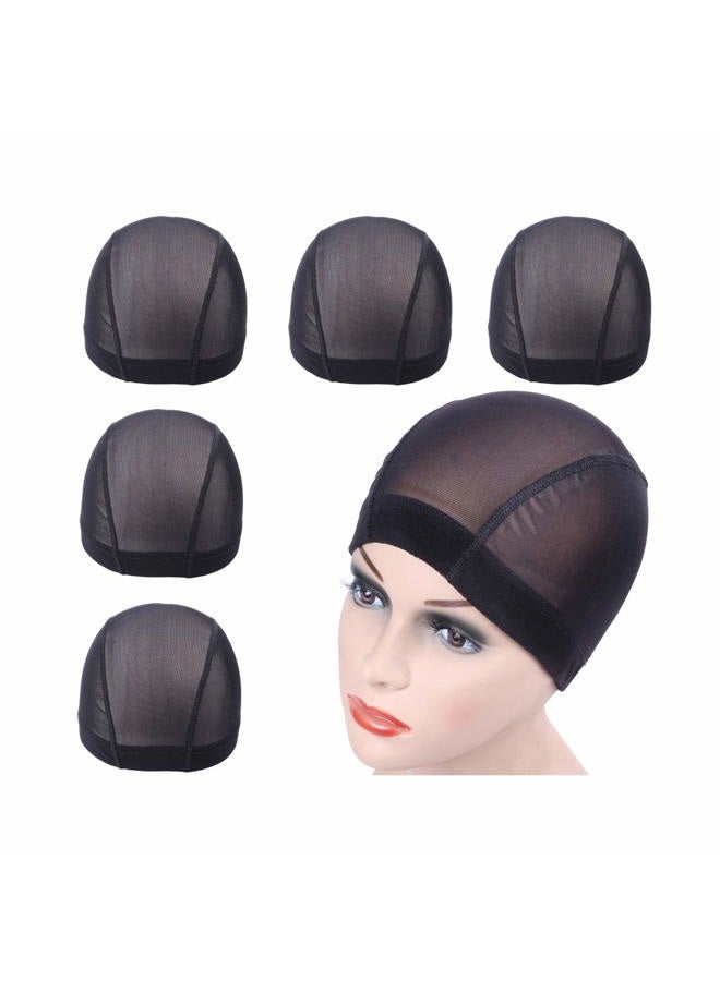 yantaisiyu 5 Pcs/Lot Black Mesh Dome Caps Wig Caps Stretchy Hairnets Dome Cap with Wide Elastic Band for Wig Making (Mesh Cap L) - Image 1