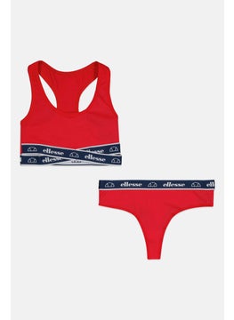 Ellesse Women 2 Pieces Brand Logo Bralette And Thong Set, Red  - Image 1