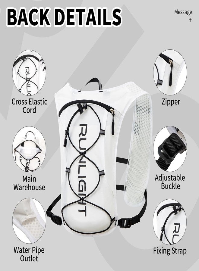 Runlight Running Vest for Women Men Lightweight Hydration Backpack Pack with 1.5L Water Bladder Bag Hydro Daypack for Hiking,Trail,Skiing,Camping,Cycling,Race White - Image 4
