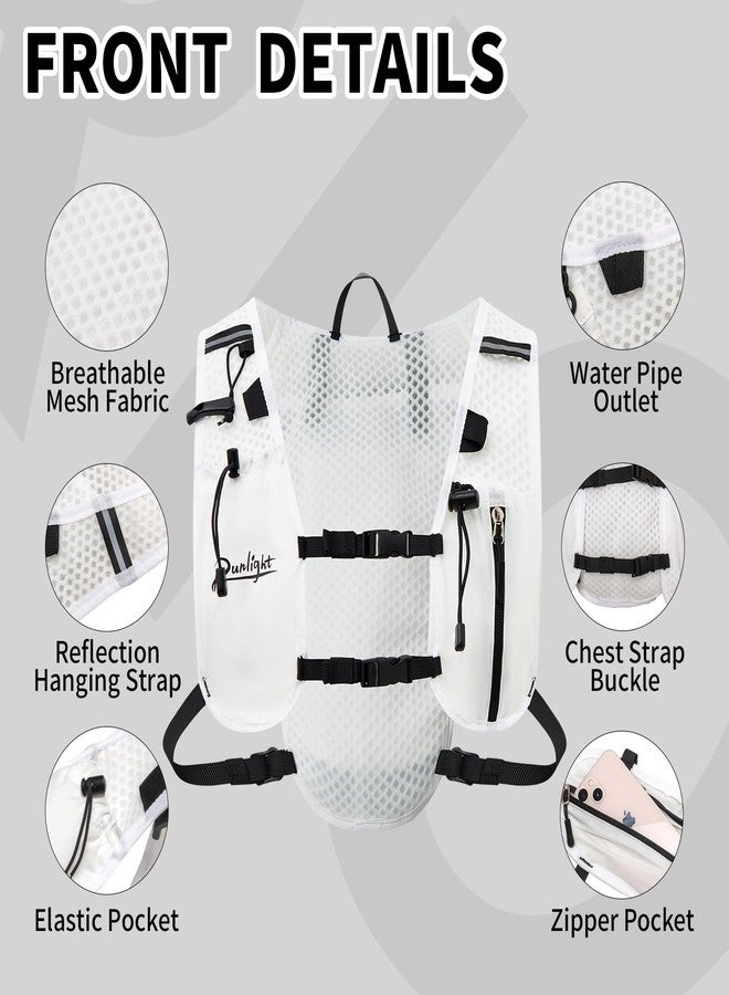 Runlight Running Vest for Women Men Lightweight Hydration Backpack Pack with 1.5L Water Bladder Bag Hydro Daypack for Hiking,Trail,Skiing,Camping,Cycling,Race White - Image 3