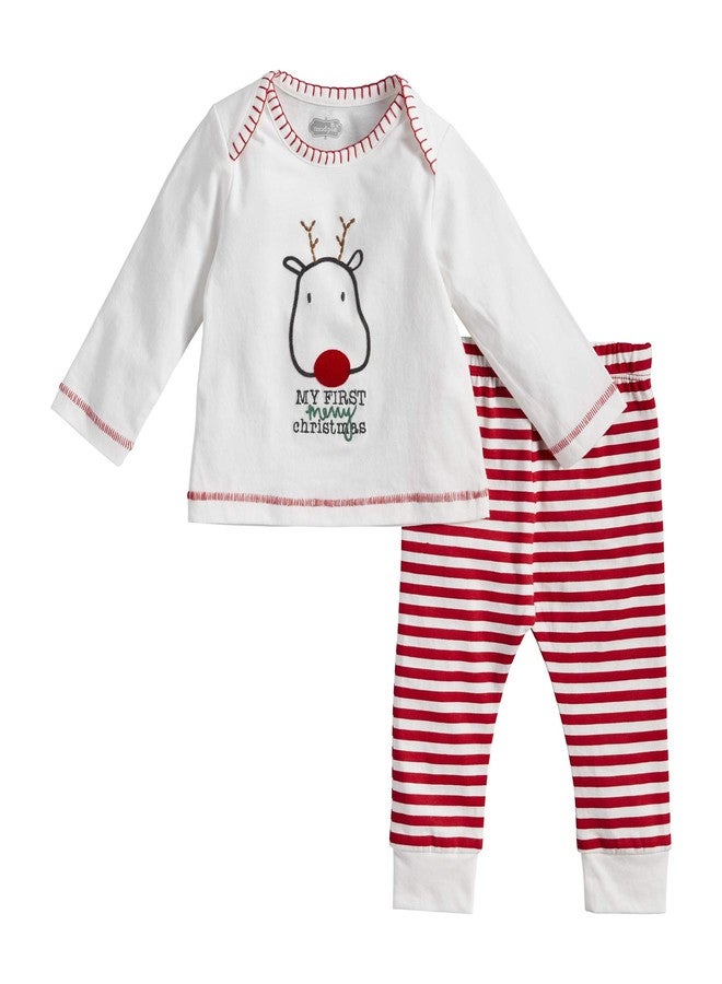 Mud Pie Baby Boys' First Christmas 2 Piece Set, White, 3-6 Months - Image 1