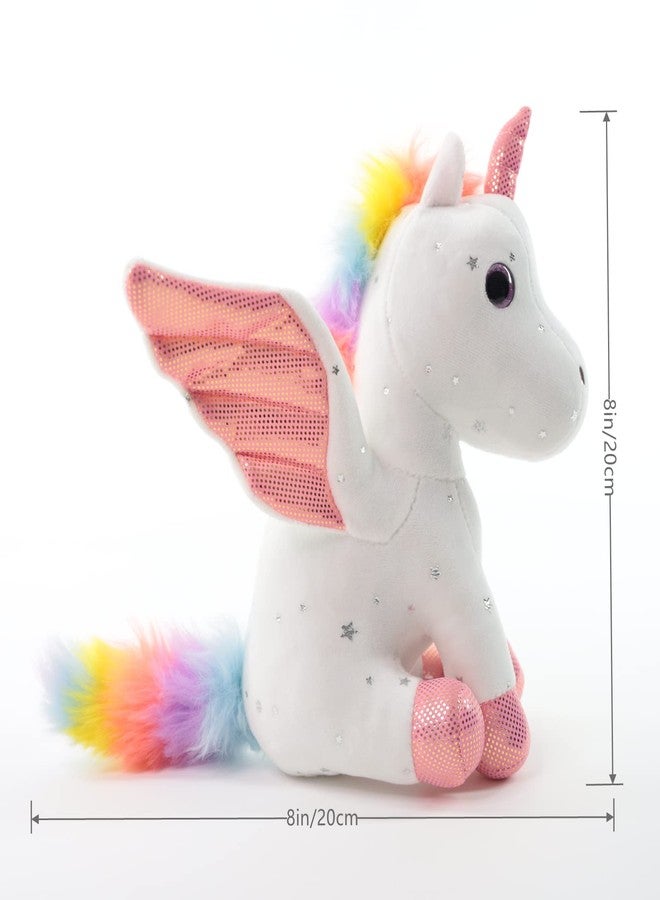 Sew Butiful 8" Unicorn Stuffed Animal - Cute Plush Toy Gift for 3-8 Years Old Girls, Soft Birthday Present for Baby, Toddler, Kids, Decor (White) - Image 3