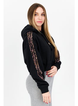 adidas Originals Women Sportswear Fit Long Sleeve Outdoor Crop Sweatshirt, Black Combo  - Image 3