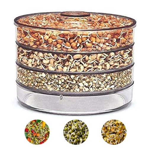 Shuttle Art 2025 Upgraded Plastic Hygienic Sprout Maker Box with 4 Container Organic Home Making Transparent Fresh Sprouts Makers for Home Sprouted Grains Seeds Dal Channa Chole Ragi - Image 1