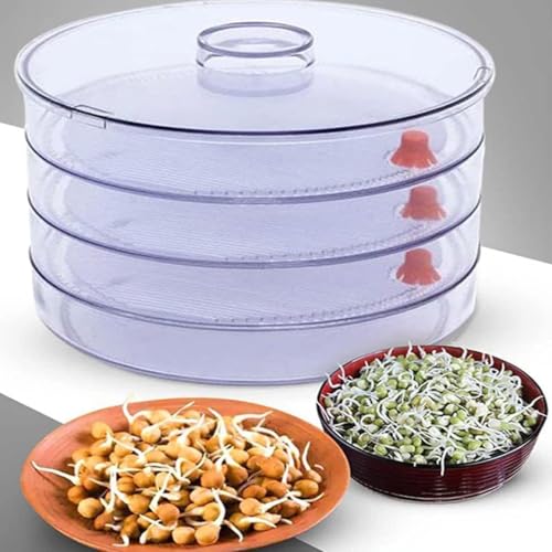 Shuttle Art 2025 Upgraded Plastic Hygienic Sprout Maker Box with 4 Container Organic Home Making Transparent Fresh Sprouts Makers for Home Sprouted Grains Seeds Dal Channa Chole Ragi - Image 2