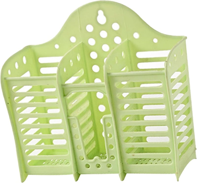 Cosiki Cutlery Holder, Wall Mounted Plastic Spoon Chopstick Basket for Kitchen with Hollow Draining Design, Multi Functional Storage Organizer (Green) - Image 2